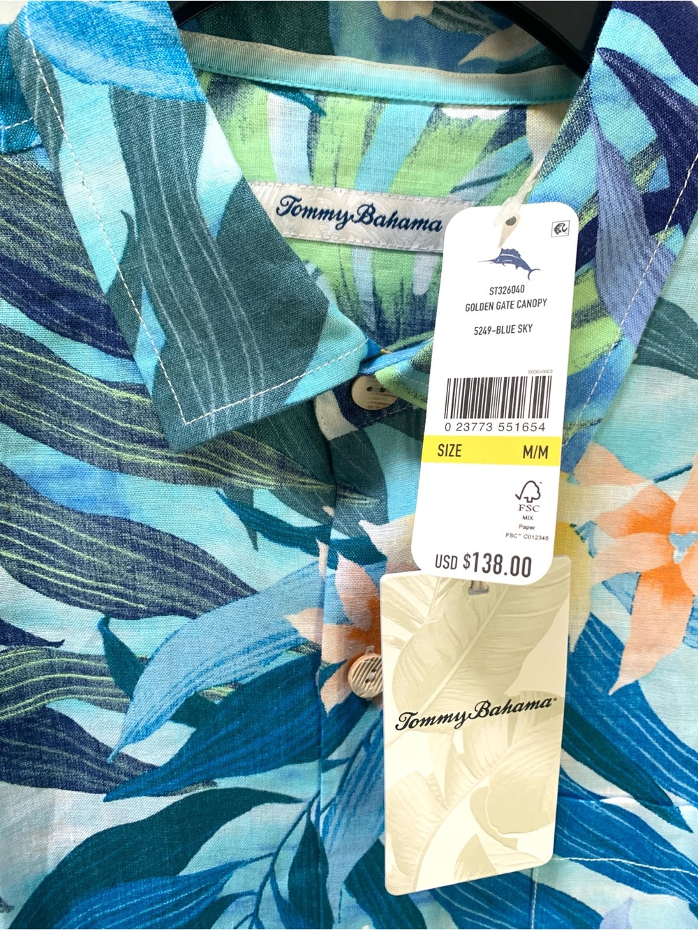 Tommy Bahama 100% Linen Shirt Blue Sky Golden Gate Canopy Long Sleeve Men's M - Picture 2 of 6